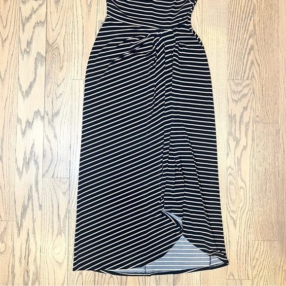 Lauren Ralph Lauren Striped Sleeveless Black & Tan Maxi Dress Size 4 - Picture 4 of 13